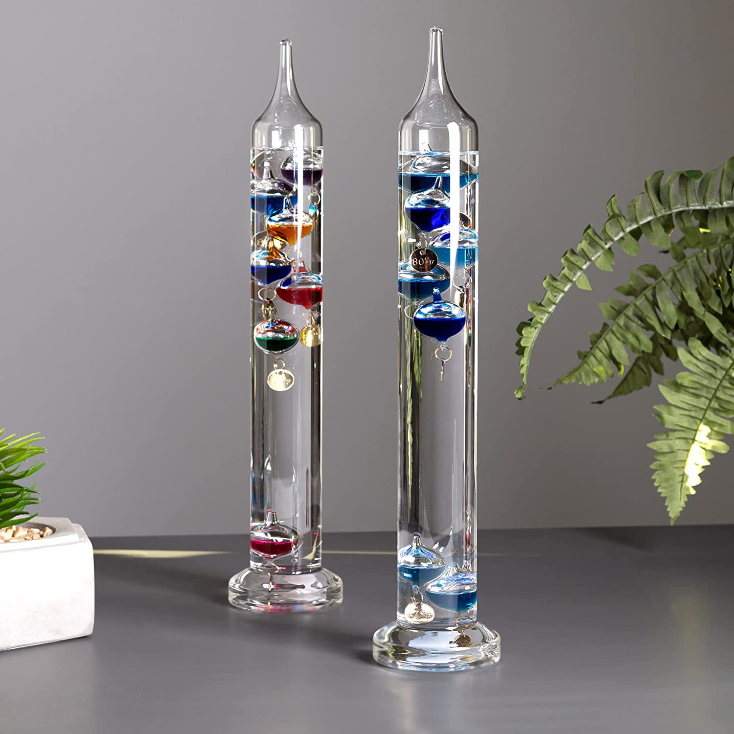Shop LC Galileo Thermometer Indoor and Outdoor Temperature with Blue  Floating Balls in a Glass Tube - Ideal Weather Predictor for Office Home  Desk 
