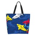 thumbnail image 3 of Fuzoiu Cartoon Shark Print Tote Bags for Women,Shoulder Bag, Gym Tote,Top Handle Ladies Shoulder Bags for Work Beach Travel and Shopping Grocery, 3 of 8