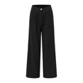 thumbnail image 6 of WCJM Black Womens Large Plain Sleeveless Trousers Suit Cotton Linen Casual Long Sleeved Loose Cotton Suit, 6 of 7