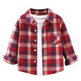 thumbnail image 1 of Gibobby blusas de vestir Niños formal Camisas de niños pequeños para bebés, camisas occidentales con botones, traje de Navidad para niños, camisas a cuadros de búfalo para niñ(Rojo, 5-6 Años), 1 of 5