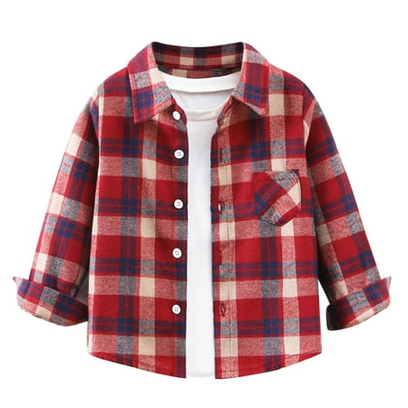 

LBECLEY Cow Print Top Kids Toddler Baby Boys Shirts Button Western Shirts Boys Christmas Outfit Toddler Plaid Shirts Boys Long Sleeve Shirts Tee Shirt Boy Red 120