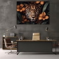 thumbnail image 6 of Mudket Framed Leopard with Orange Flowers Canvas Wall Art, Dark Jungle Leopard Print Wall Decor for Office, Trendy Animal Wall Art, Ready to Hang - 12"L x 8"W, 6 of 10