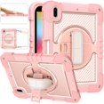 thumbnail image 2 of ShellTech Shoulder Strap Kids Case for iPad 10th Generation,Heavy Duty Rugged Case with 360 Rotating Kickstand & Handle Strap Protective Shell with Pen Holder Cover for iPad 10th Gen,Rosegold, 2 of 9