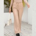 thumbnail image 4 of Women's Elastic High Waist Cropped Leather Pants Casual Loose Trousers Leather Straight Leg Wide Leg Pants, 4 of 7