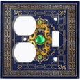 thumbnail image 4 of Metal Light Switch Plate Cover Elegant Blue Yellow Damask Frame FRA046, 4 of 13