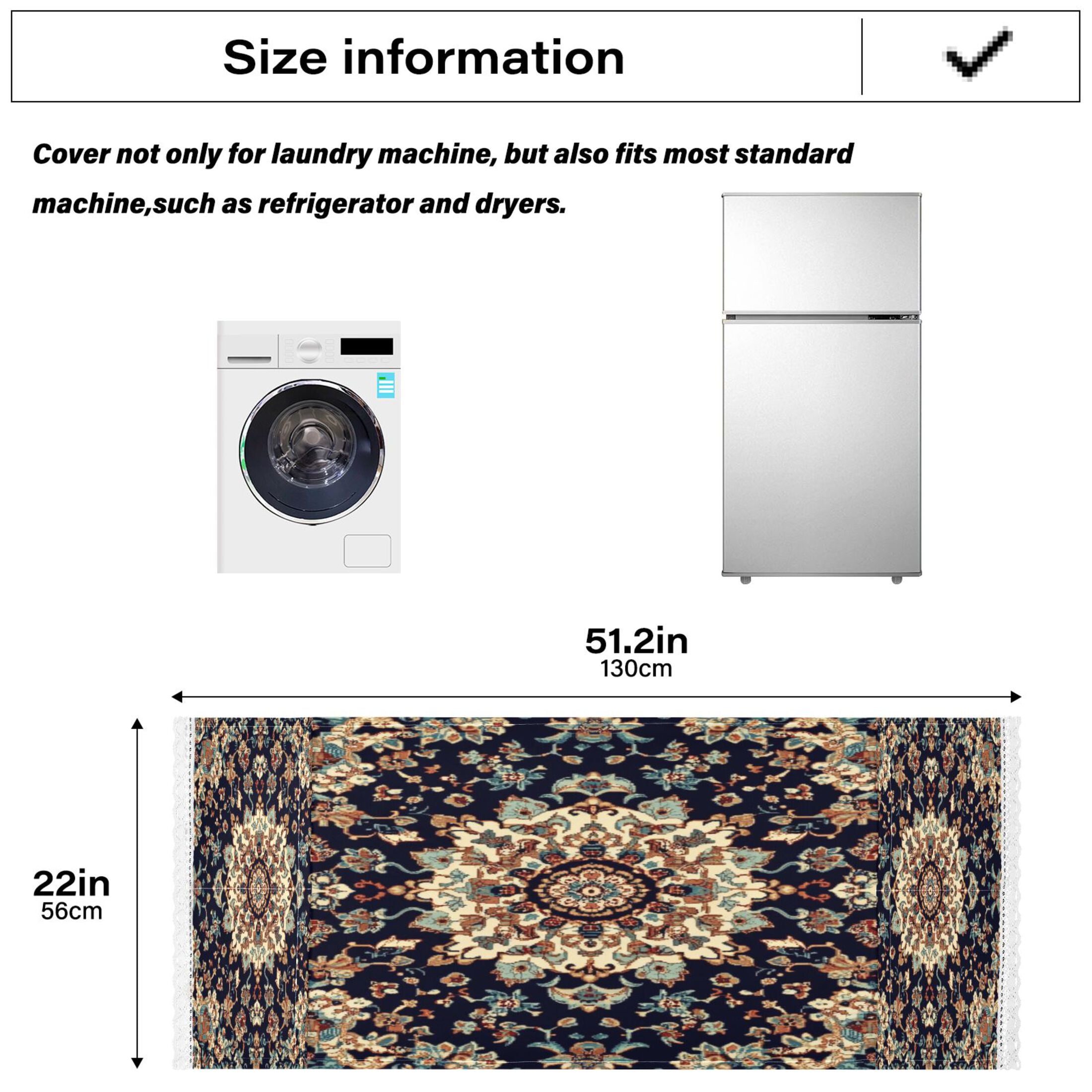 Carpet PatternsWasher and Dryer Covers Dust-Proof and Oil Resistant Fridge Cover with 4 Storage Pockets Washing Machine Top Cover for Laundry Kitchen Home 51.2 x 22 In