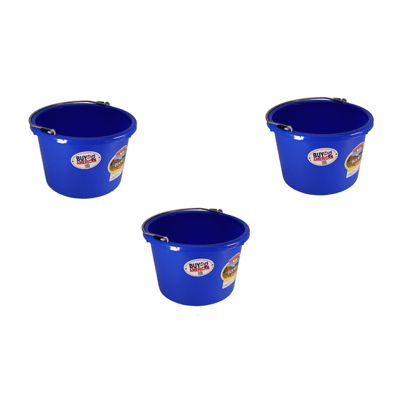 Little Giant Blue 8 Quart Plastic Bucket Pack of 3 - P8BLUE
