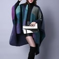 thumbnail image 2 of Women's Warm Cape Blanket Ladies Open Front Wrap Poncho Shawl Plaid Cardigan - , as described, 2 of 8