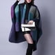thumbnail image 2 of - Cárdigan con Capa de Poncho de Color a Cuadros para Mujer - Púrpura, Única Macarena Capa delantera abierta para poncho, 2 of 8