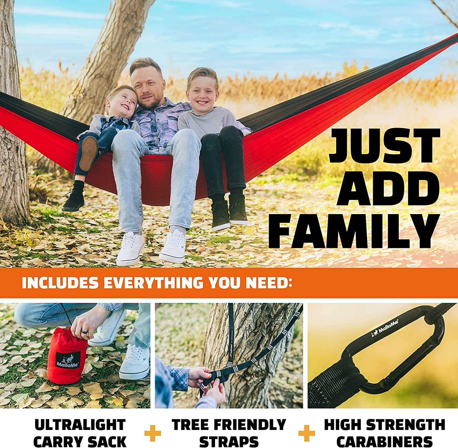 Camping Hammock for Adults & Kids - Portable Hammocks for Outside - Hamacas para Adultos Outdoor Single & Double Two 2 Person Hammock - Hamaca/Hamacs/Amacas Heavy Duty Tree Travel Hamock