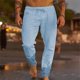 thumbnail image 1 of Pantalones largos para hombre, de color liso, con cordón, informales, de moda, largos, para hombre, 1 of 6