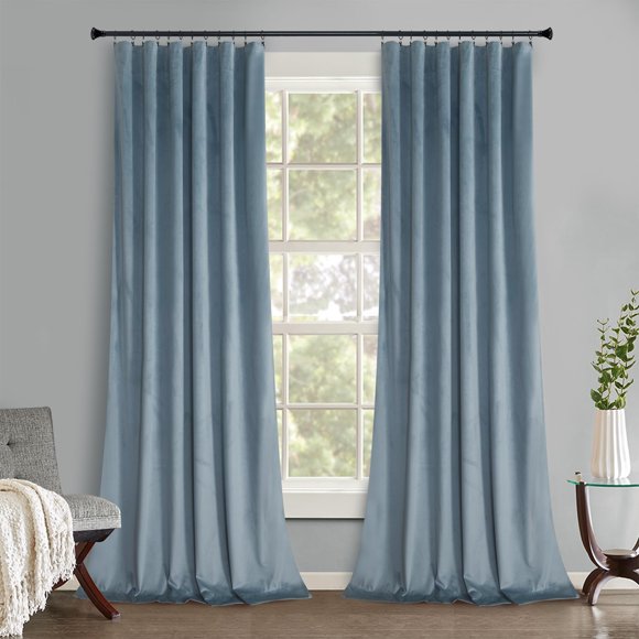 Cortinas Roslynwood Stone Blue Velvet 132 x 160 cm, 2 paneles