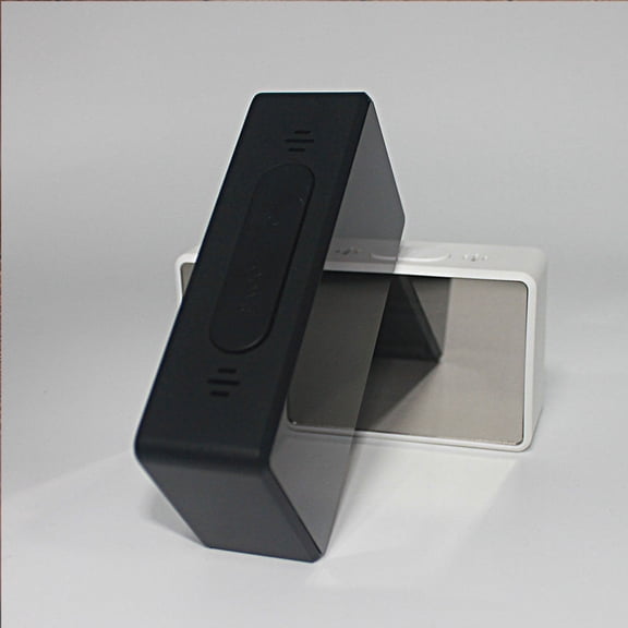 CATIEBYE Digital Alarm Clock with LED Display, Black Mirror , Temperature Sensor, and Easy-to-Read Screen