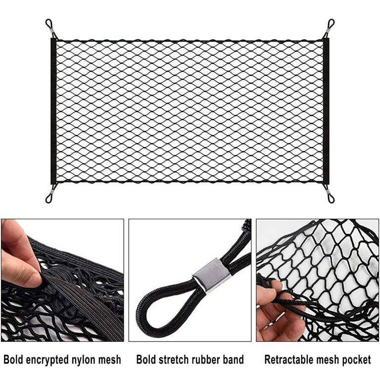 LINKCRO Automotive Cargo Nets for SUV Trunk Net Organizer for Car，Universal  Storage Cargo Net with Hooks，High Elastic Car Rear Cargo Net Stretches to