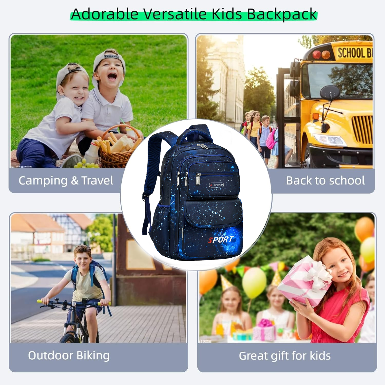 Lvelia School Bags for Boys Kids,Lightweight Waterproof Large Capacity School Backpacks,Shoulder Chlidren Schoolbag Student Bookbag Blue