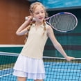 thumbnail image 2 of Ticikt Girls Athletic Solid Tee for Kids Lightweight Girls for Play Breathable Everyday Wear Soft Knit Short Sleeve Shirt for Girls,Beige, 2 of 6