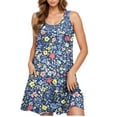 thumbnail image 2 of UPPADA Women Summer Casual Sleeveless Midi Dress Floral Print Pleated Tank Dresses Crewneck Loose Fit Boho Sundress Flare Tank Dress with Pockets Up To 40% Off Multicolor,XXL, 2 of 5