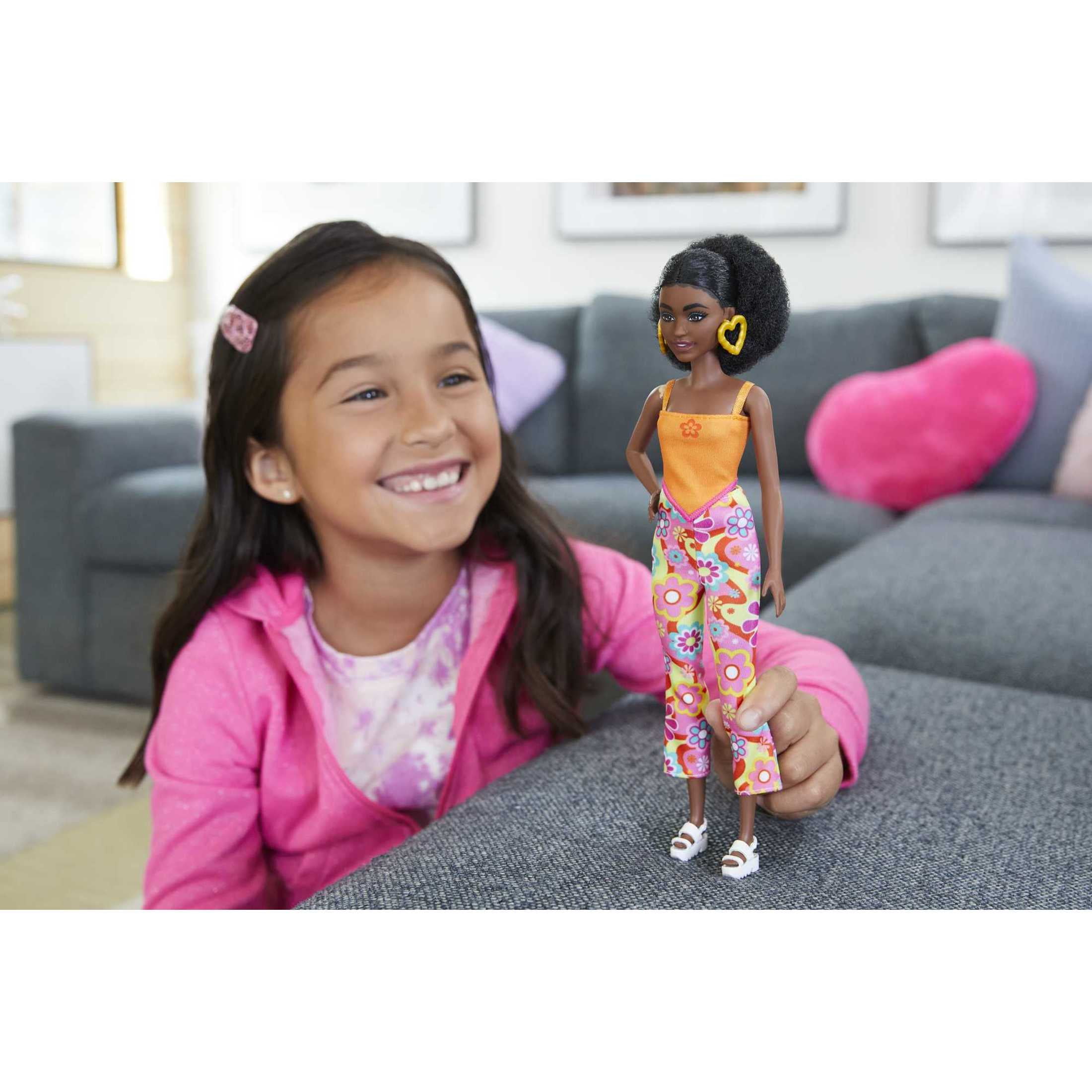 Barbie Fashionistas Doll #198 with Petite Body & Curly Black Hair, Retro Floral Outfit & Accessories - Walmart.com Barbie Fashionistas Doll #198 with Petite Body & Curly Black Hair, Retro Floral Outfit & Accessories - Walmart.com