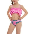 thumbnail image 2 of Fesfesfes Girls Summer Swimsuits Casual Cute Floral Print Double Ruffle Sling Swimwear Beach Swimsuits Split Two-Piece Bikini Sets, 2 of 7