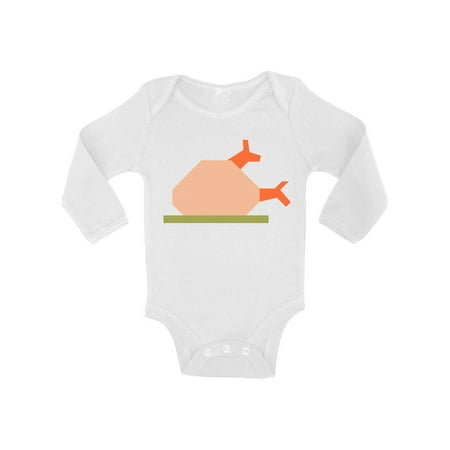 

Awkward Styles Thanksgiving Bodysuit Turkey Dinner Baby Romper