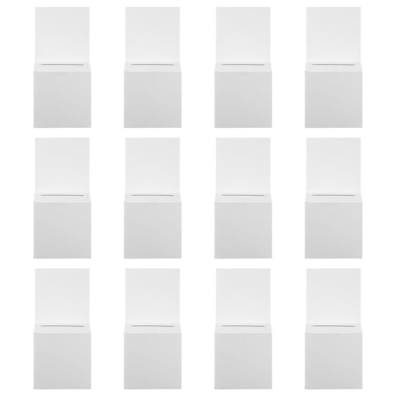 Grusce 12PCS Raffle Ticket Box with Slot, White Cardboard Suggestion Box, Donation Ballot Cases for Fundraising Voting Contest