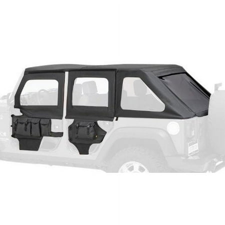Bestop 51805-35 Jeep Wrangler 2- or 4-Door Highrock 4X4 Element Front Doors Upper Fabric Half-Door Set, Black Diamond