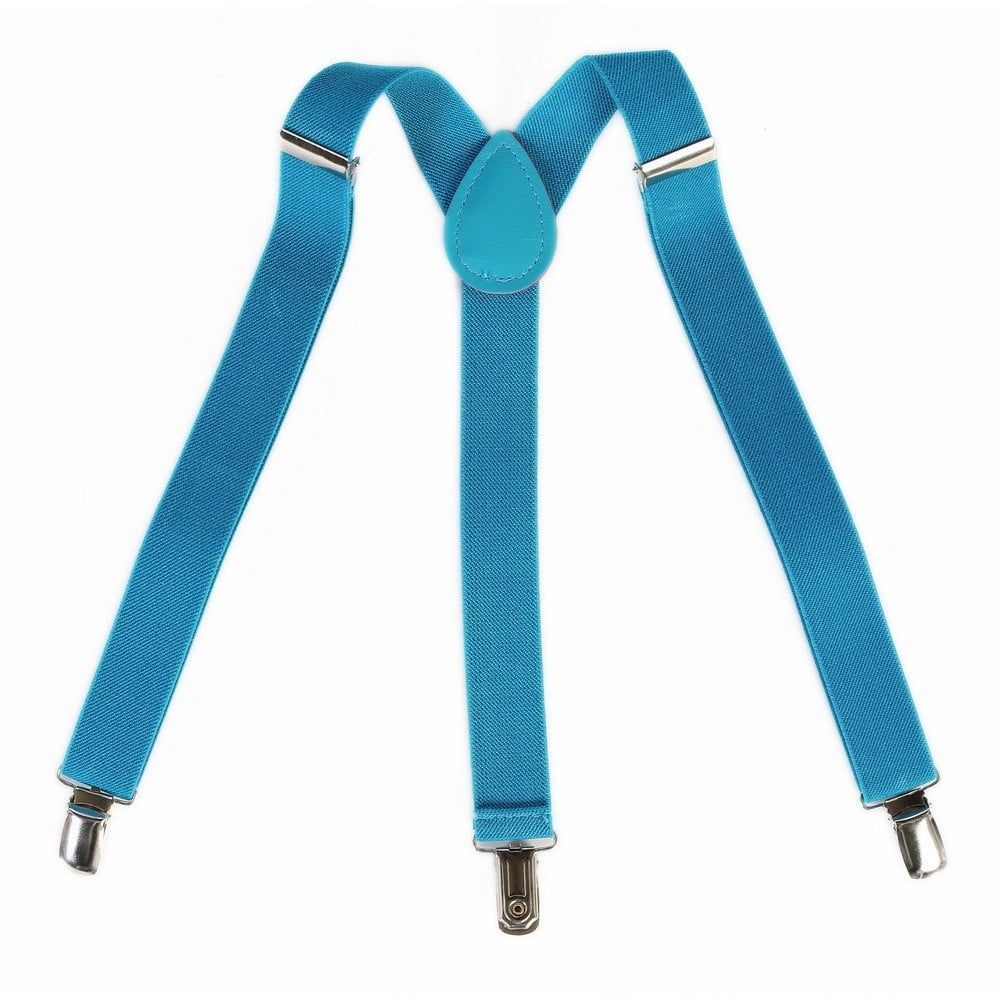 Kids Turquoise Suspenders Y Back Adjustable 32"