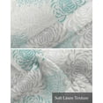 thumbnail image 6 of Aqua White Kitchen Valances for Windows Farmhouse Linen Window Valance Curtain for Living Room Window Treatment Abstract Grey Chrysanthemum Flower Floral Valance Rod Pocket Topper Drape, 42 x 18 Inch, 6 of 6