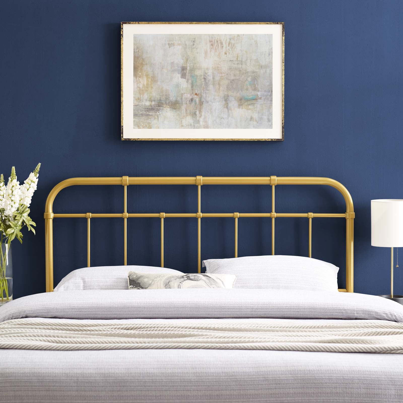 Modway Alessia Queen Metal Headboard, Gold