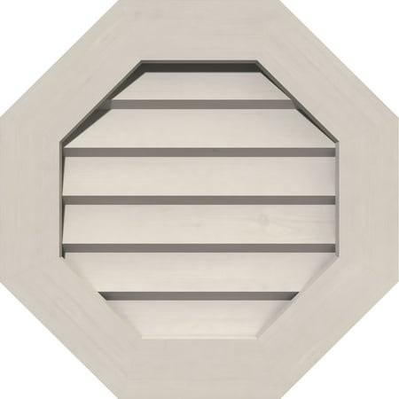 

16 W x 16 H Octagonal Gable Vent (21 W x 21 H Frame Size): Primed Non-Functional Smooth Pine Gable Vent w/ Decorative Face Frame