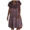 thumbnail image 2 of up to 60% off Gifts Usmixi Summer Dresses for Women Beach Vacation Loose Swing Tunic Midi Sun Dresses Short Sleeve V-Neck Plaid Print Knee-Length 2023 Casual Dress Hot Pink m, 2 of 6
