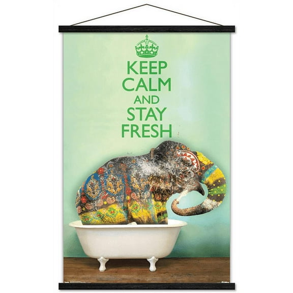 Keep Calm And Stay Fresh Wall Poster with Wooden Magnetic Frame, 22.375" x 34"