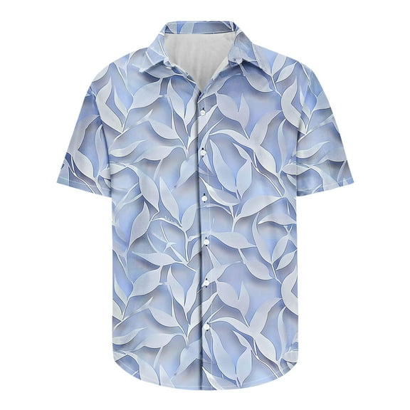 Zylanna Men's Hawaiian Shirts, Short Sleeve Turndown Collar Casual Quickly Dry Summer Beach Button Down Shirts Multicolor Size M