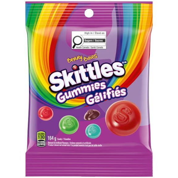 SKITTLES, Wild Berry Gummy Candy, Bag, 164 G