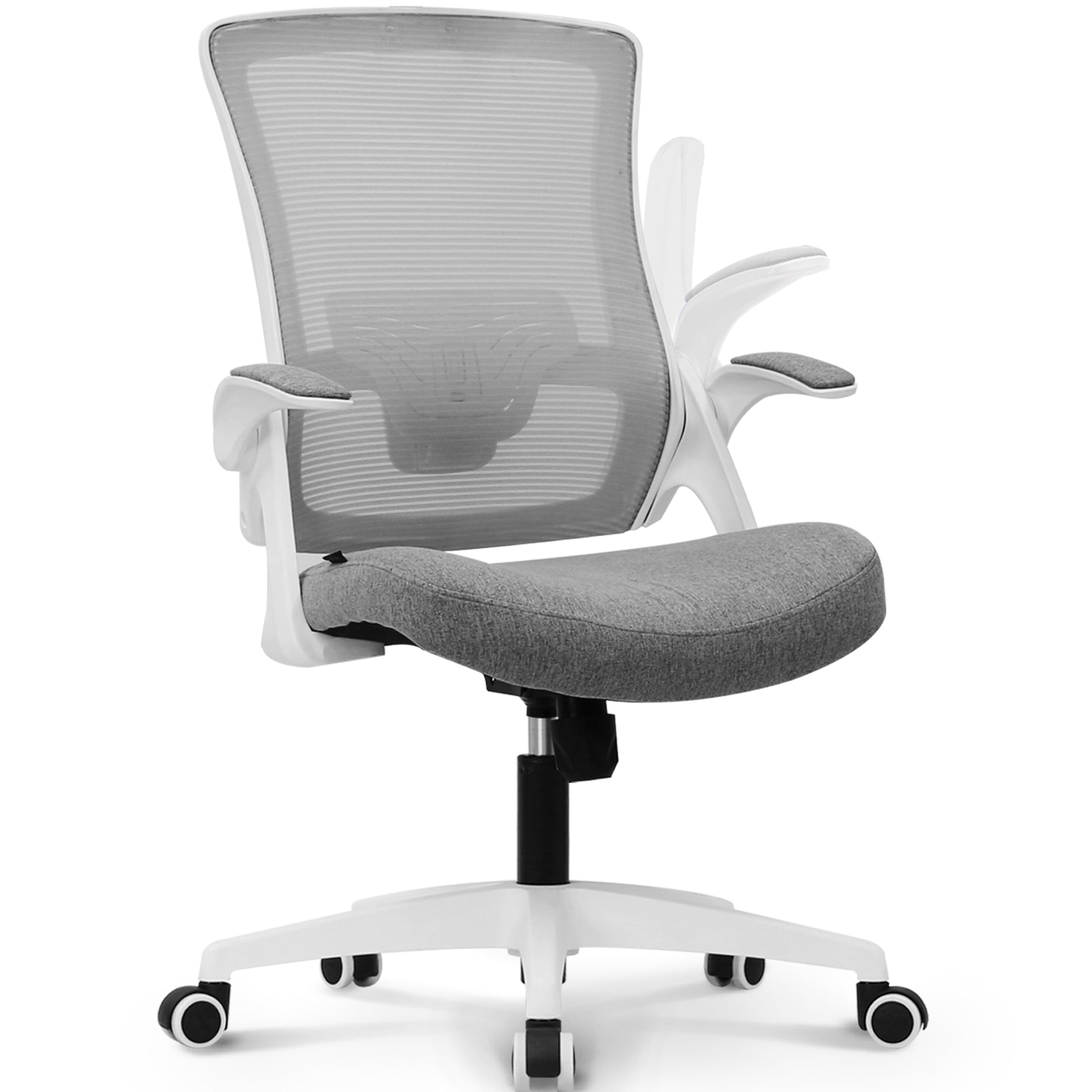 Neo Chair Ergonomic High Back Office Chair with Flipup Arms Adjustable Lumbar Support, Gray