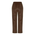 thumbnail image 6 of LRen Women's Velvet Pants High Waist Elegant Trousers with Pockets Work Business Ankle Pants ,Brown,L, 6 of 7