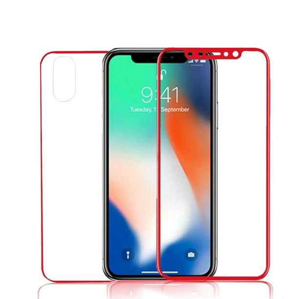 Iphone X Front And Back Screen Protector Mignova Front Back Rear 9h Hardness 0 26 Mm 2 5d Premium Ultra Clear Anti Scratch Bubble Free Tempered Glass Case Cover For Iphone X Red Walmart Com