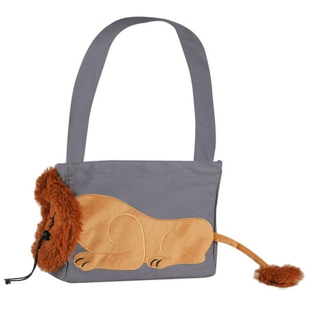 Pet Canvas Shoulder Bag Lion Shaped Cute Cat Carrier Portable Pet Canvas Shoulder Carrying Bag Chest Cat Bag Outdoor Dog Tote Bag Travel Handbag for Small Cat Dog Animal Supplies