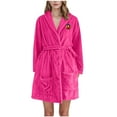 thumbnail image 2 of FDGIU Halloween Pajamas Women's Halloween Thanksgiving Chest Print Thickened Velvet Home Wearing Flannel Hooded Pajamas Bathrobes Long Pajamas And Pajamas Soft Sleepshirts, 2 of 3