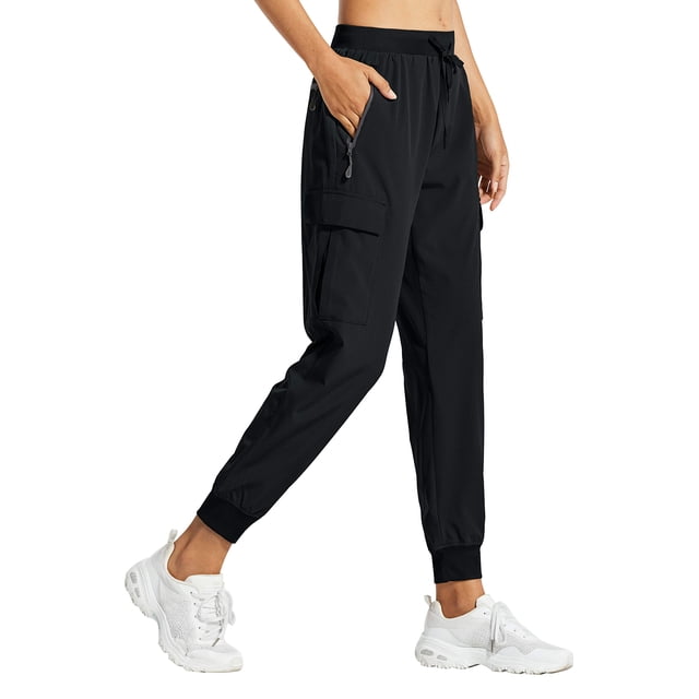 Pantalones de senderismo Libin Cargo para mujer, color negro, talla S