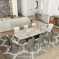 thumbnail image 5 of POVISON 71"-95"Extendable Hobart Modern Dining Table for 6-10,White Rectangular Glossy Sintered Stone Tabletop for Dining Room, Gray Carbon Steel Leg, 5 of 9