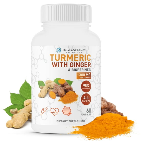 Turmeric Curcumin with Ginger & BioPerine – Made in the USA - For Men & Women - 1 Month