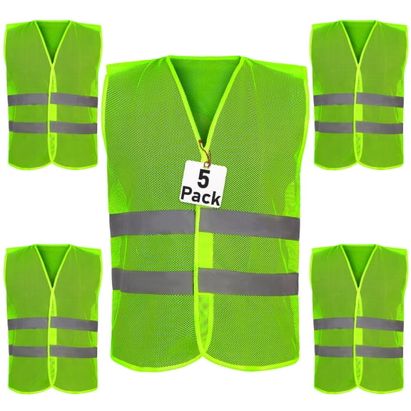 Safety Vest - 5, 10, 15 Pack - High Visibility Vest for Everyday Use, Lightweight, Comfortable and Breathable