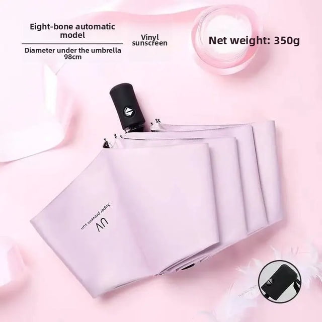 Paraguas plegable con protección solar, pegamento negro UV automático, lluvia soleada, doble uso, logotipo publicitario impreso, artículos para el hogar