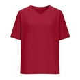 thumbnail image 5 of UAMVSH Womens Cotton Linen T Shirts V Neck Short Sleeve Tunic Tops Oversized Casual Summer Basic Tees for Beach Vacation, 5 of 5
