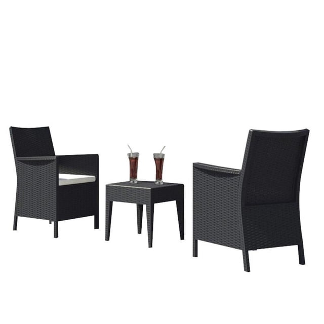 Compamia California Ensemble de Conversation pour Patio de 3 Pcs en Aspect Osier, Brun