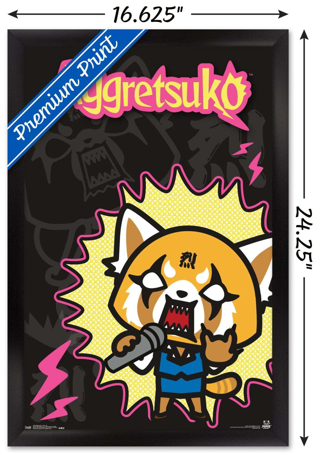 Aggretsuko - Rock Out Wall Poster, 14.725" x 22.375", Framed