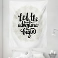 thumbnail image 1 of Adventure Tapestry, Mandala Inspired Round Motif with Phrase Hipster Vintage, Fabric Wall Hanging Decor for Bedroom Living Room Dorm, 5 Sizes, Pale Grey Black White, by Ambesonne, 1 of 1