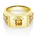 thumbnail image 2 of Gem Stone King 18K Yellow Gold Plated Silver Men's Ring Cushion Yellow Citrine and Moissanite (2.03 Cttw, Size 8), 2 of 4
