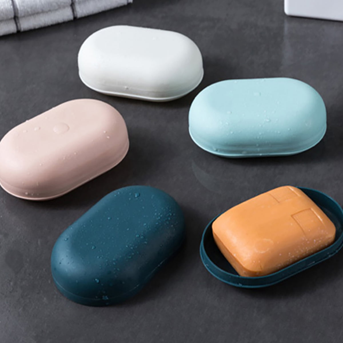 Details about   Color Soap Box Sealed Soap Case Round Travel Soap Holder Home Supplies 